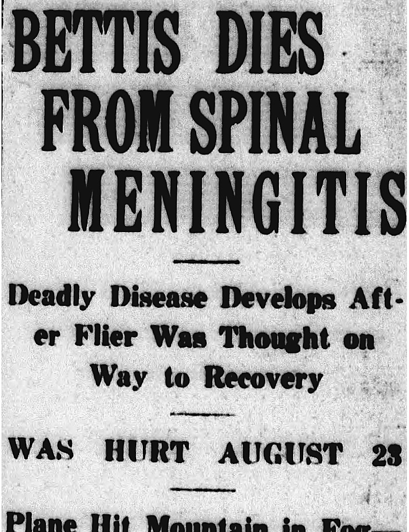 The Bismarck Tribune, Bismarck, North Dakota: BETTIS DIES FROM SPINAL MENINGITIS