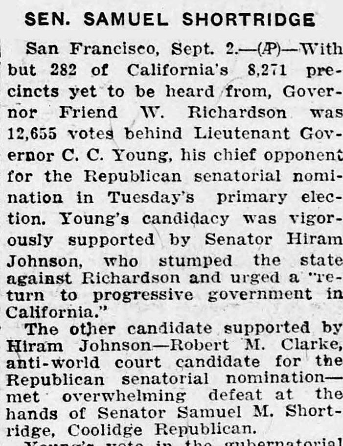 Daily Kennebec Journal, Augusta, Maine: SEN. SAMUEL SHORTRIDGE
