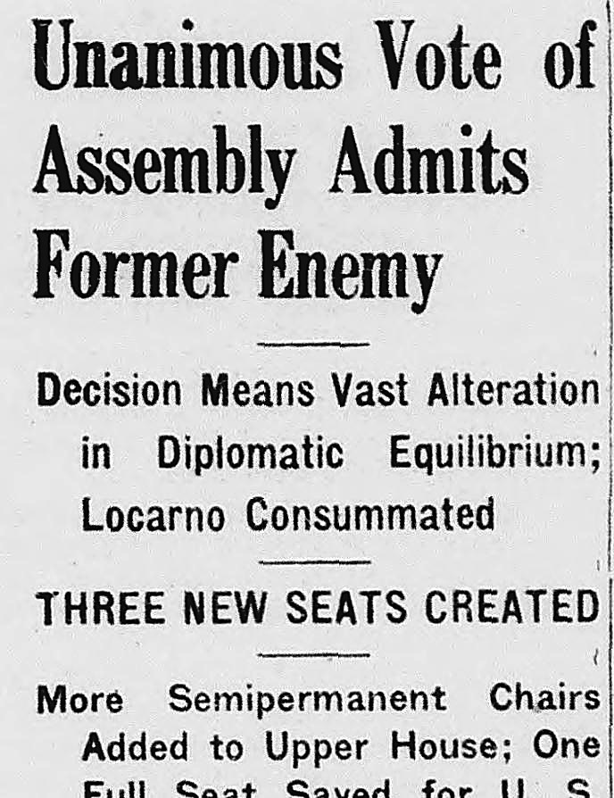 The Washington Daily News, Washington, District Of Columbia: Unanimous Vote of Assembly Admits Former Enemy