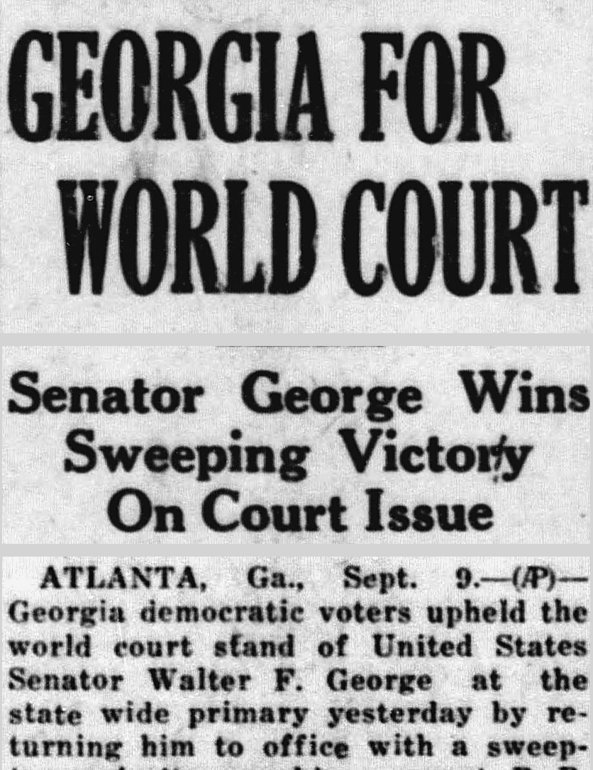 Brownsville Herald, Brownsville, Texas: GEORGIA FOR WORLD COURT