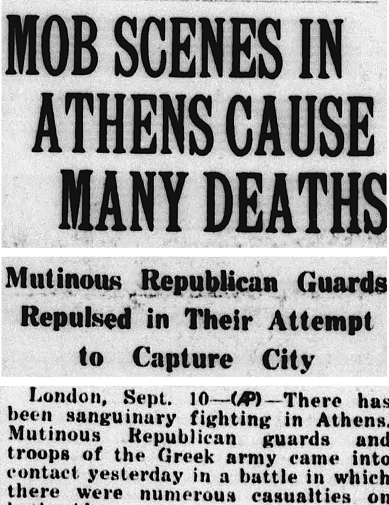 The Bismarck Tribune, Bismarck, North Dakota: MOB SCENES IN ATHENS CAUSE MANY DEATHS