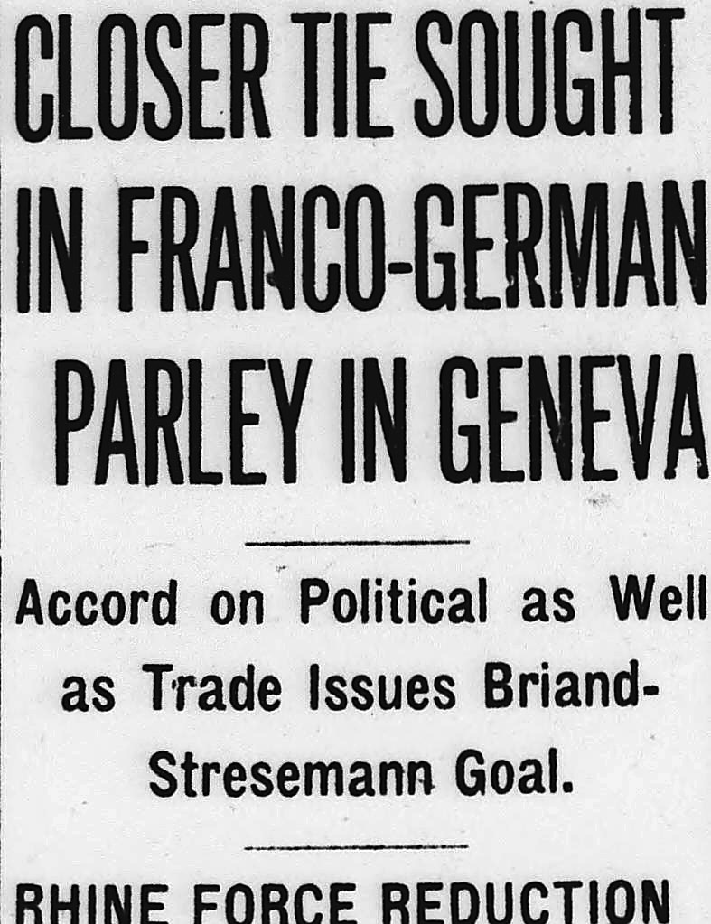 Evening Star, Washington, District Of Columbia: CLOSER TIE SOUGHT IN FRANCO-GERMAN PARLEY IN GENEVA