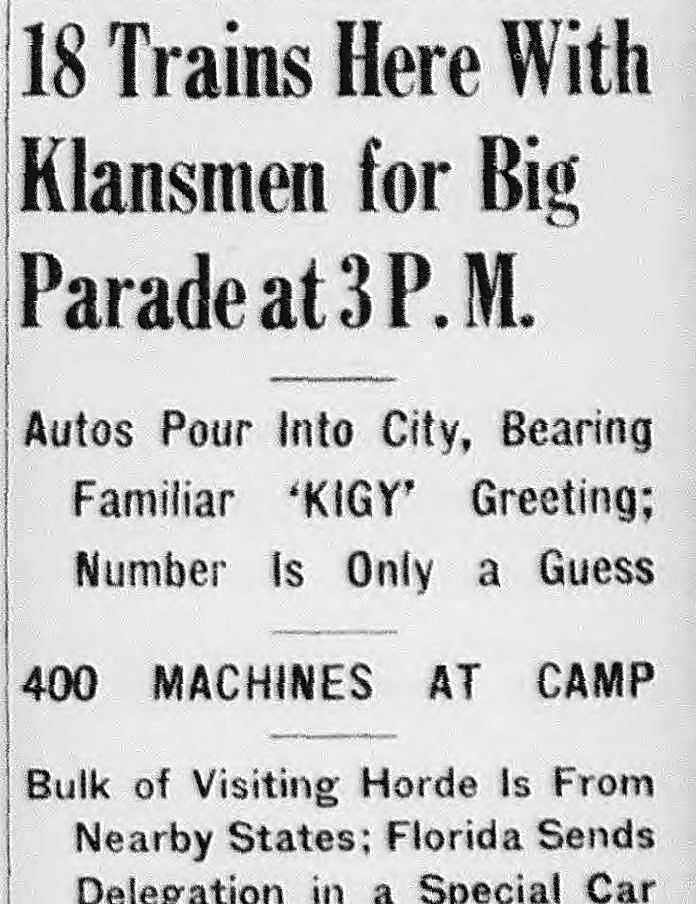 The Washington Daily News, Washington, District Of Columbia: 18 Trains Here With Klansmen for Big Parade at 3 P. M.