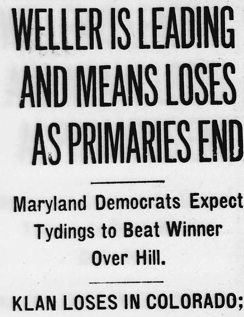 Evening Star, Washington, District Of Columbia: WELLER IS LEADING AND MEANS LOSES AS PRIMARIES END
