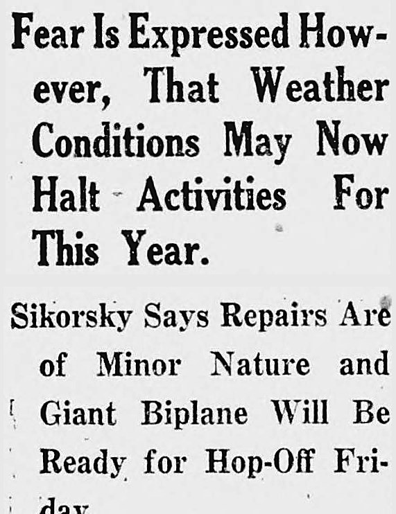 New Britain Herald, New Britain, Connecticut: Fear Is Expressed However, That Weather Conditions May Now Halt Activities For This Year.