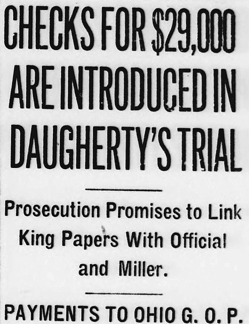 Evening Star, Washington, District Of Columbia: CHECKS FOR $29,000 ARE INTRODUCED IN DAUGHERTY'S TRIAL