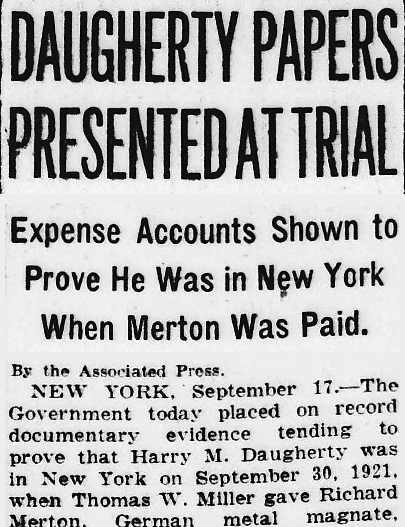 Evening Star, Washington, District Of Columbia: DAUGHERTY PAPERS PRESENTED AT TRIAL