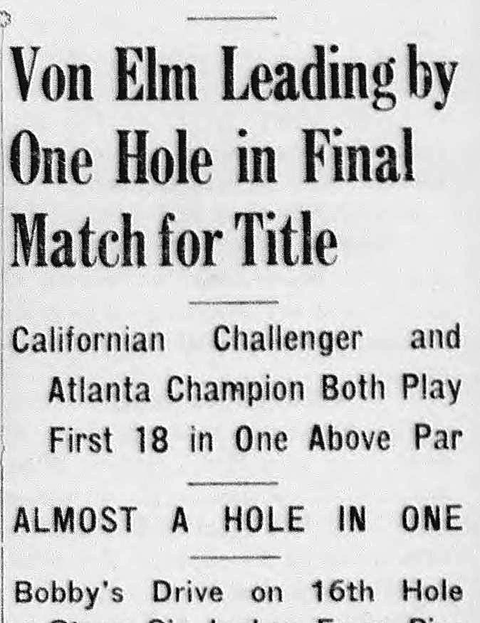 The Washington Daily News, Washington, District Of Columbia: Von Elm Leading by One Hole in Final Match for Title