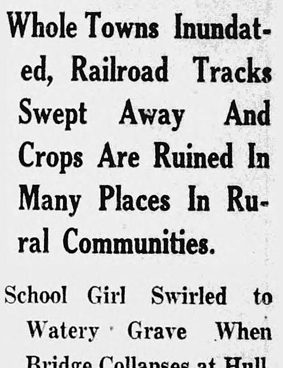 New Britain Herald, New Britain, Connecticut: Whole Towns Inundated, Railroad Tracks Swept Away And Crops Are Ruined In Many Places In Rural Communities.