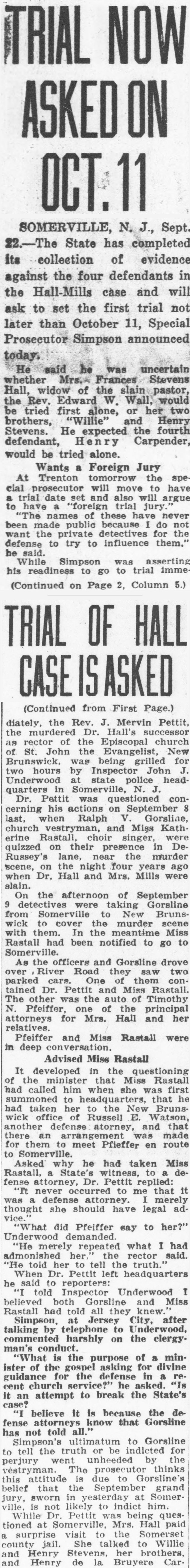The Washington Times, Washington, District Of Columbia: TRIAL NOW ASKED ON OCT. 11