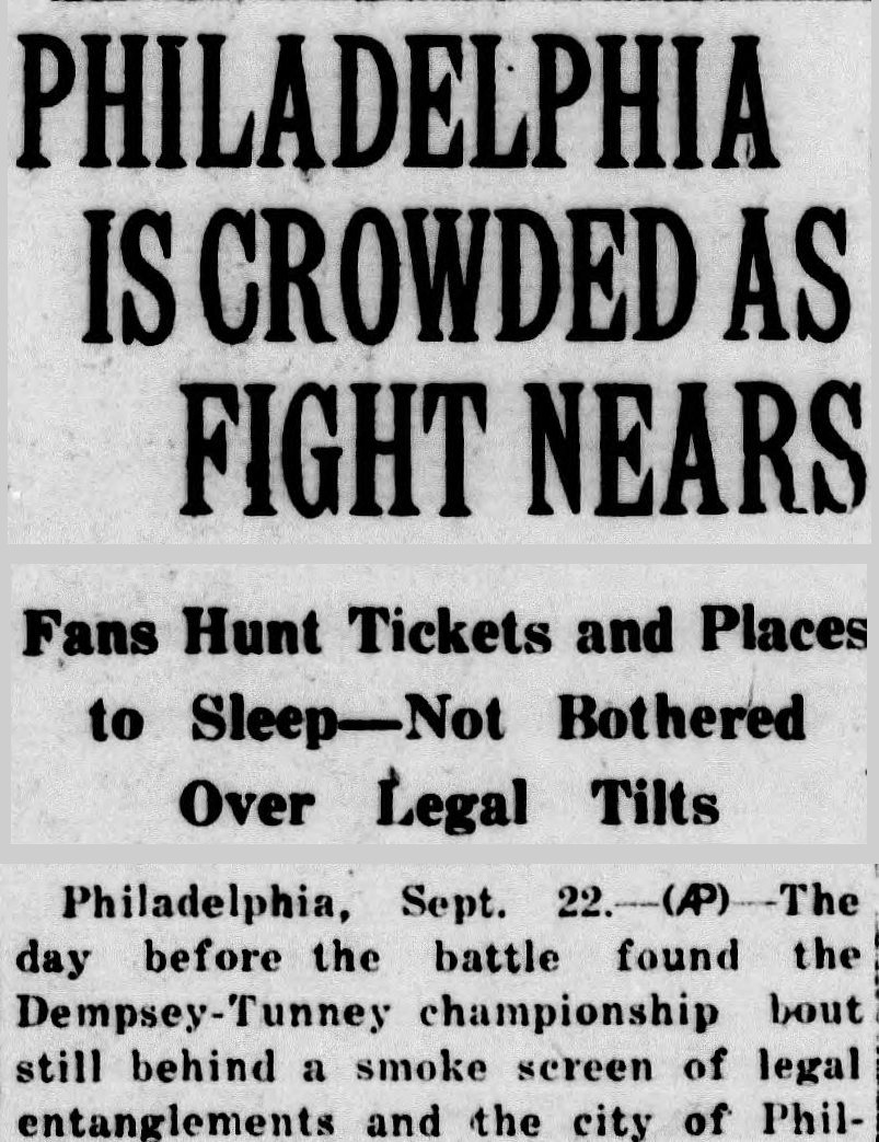 The Bismarck Tribune, Bismarck, North Dakota: PHILADELPHIA IS CROWDED AS FIGHT NEARS