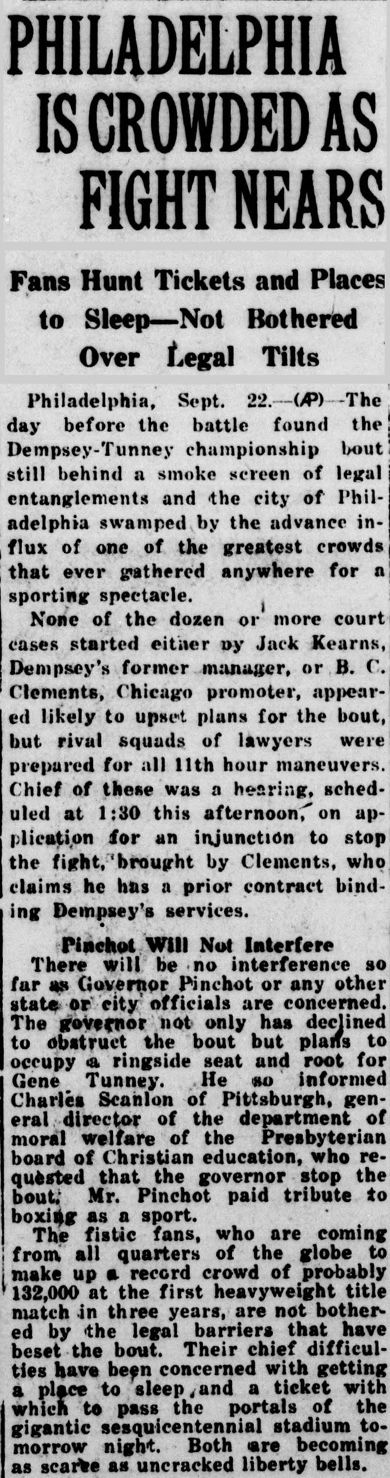 Evening Star clipping: LEGAL ATTACKS CONTINUE ON EVE OF TITLE BATTLE