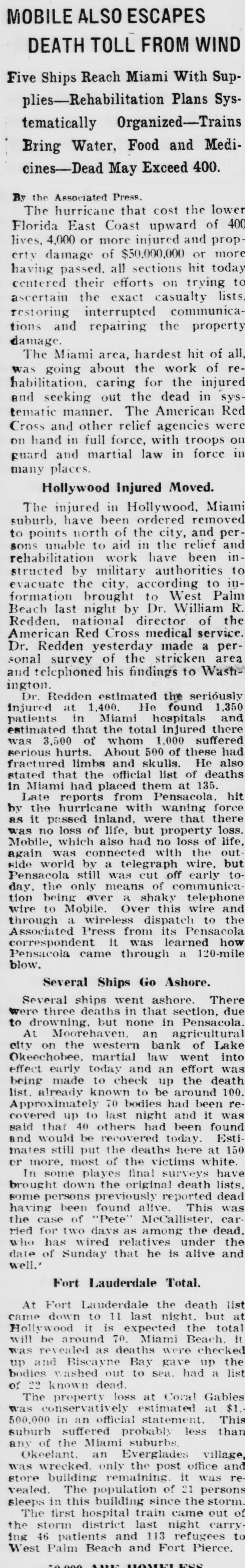 Adams County Witness clipping: HURRICANE TOLL IS PROBABLY 400