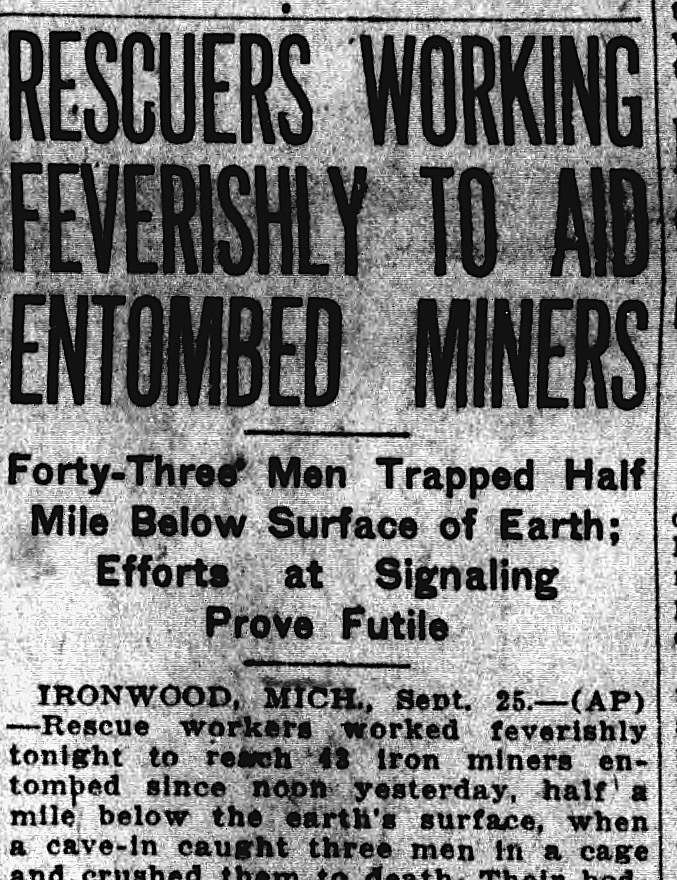 The Montgomery Advertiser, Montgomery, Alabama: RESCUERS WORKING FEVERISHLY TO AID ENTOMBED MINERS