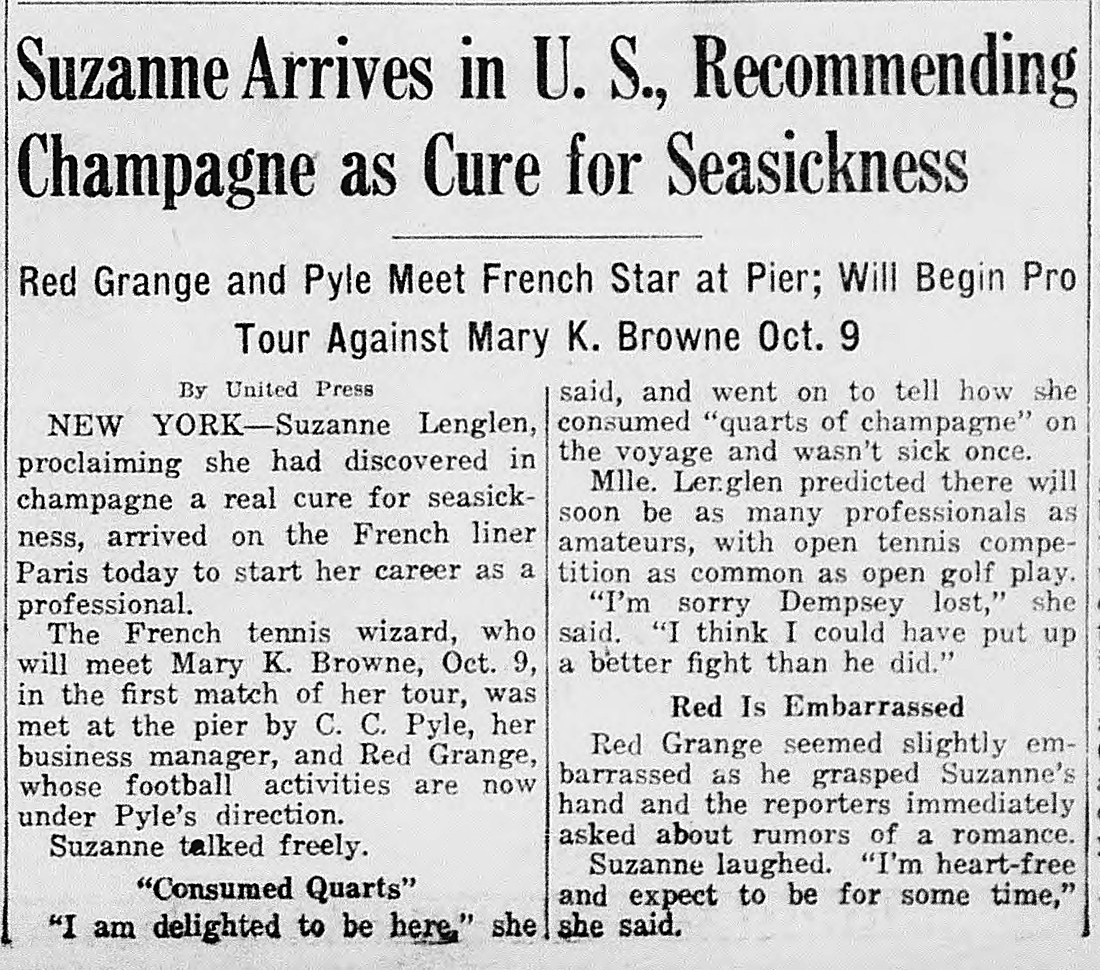 The Washington Daily News, Washington, District Of Columbia: Suzanne Arrives in U. S., Recommending Champagne as Cure for Seasickness