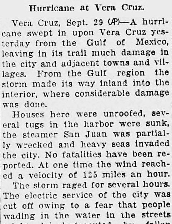 New Britain Herald, New Britain, Connecticut: Hurricane at Vera Cruz.