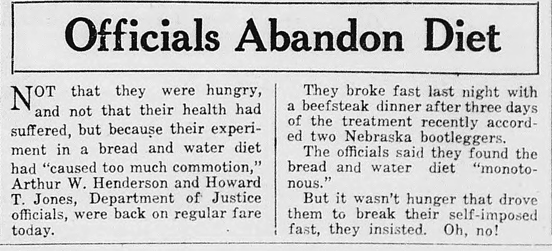 The Washington Daily News, Washington, District Of Columbia: Officials Abandon Diet