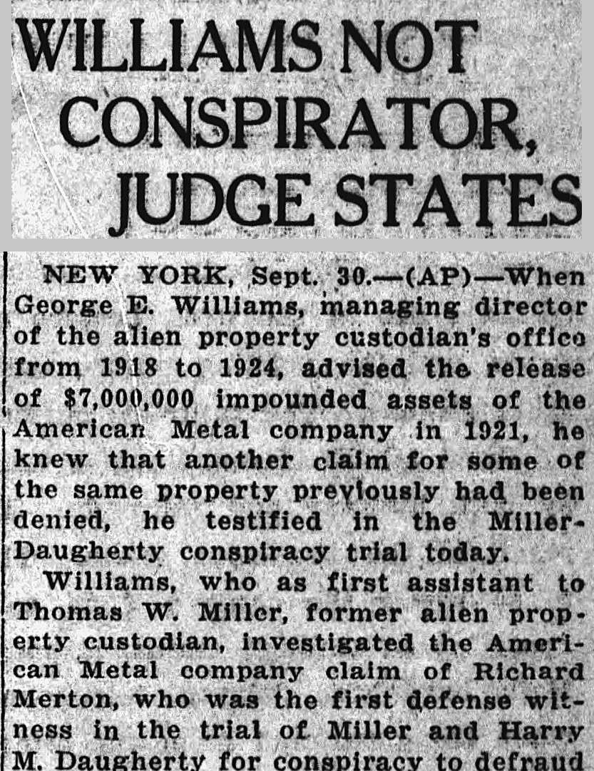 Douglas Daily Dispatch, Douglas, Arizona: WILLIAMS NOT CONSPIRATOR, JUDGE STATES