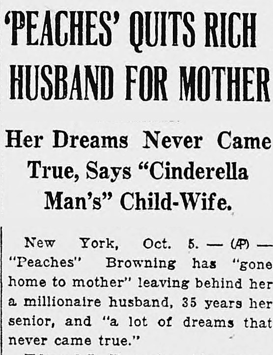 New Britain Herald, New Britain, Connecticut: 'PEACHES' QUITS RICH HUSBAND FOR MOTHER