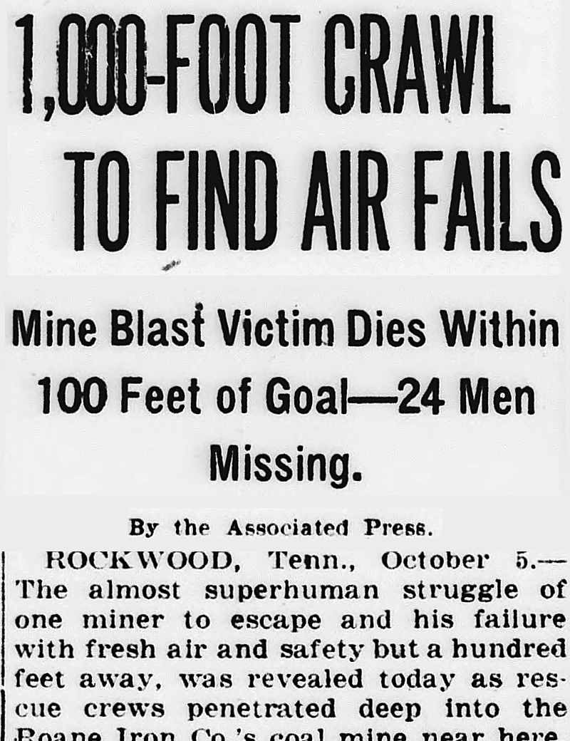 Evening Star, Washington, District Of Columbia: 1,000-FOOT CRAWL TO FIND AIR FAILS