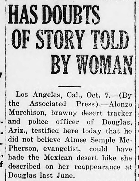 The Union Daily Times, Union, South Carolina: HAS DOUBTS OF STORY TOLD BY WOMAN