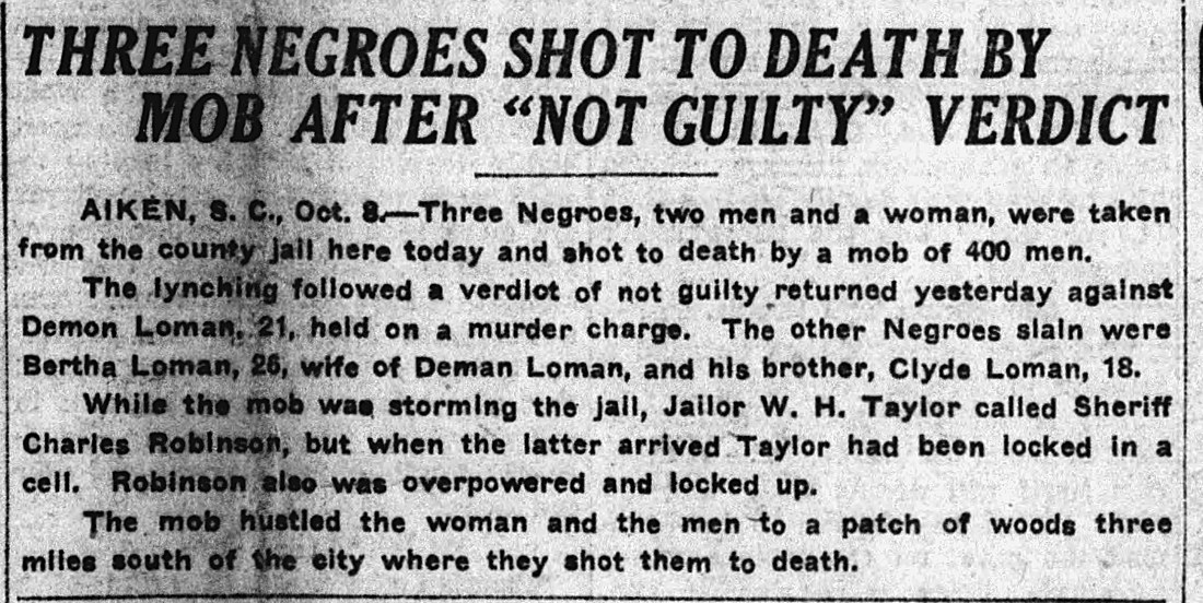 The Daily Worker, New York, New York: THREE NEGROES SHOT TO DEATH BY MOB AFTER "NOT GUILTY" VERDICT