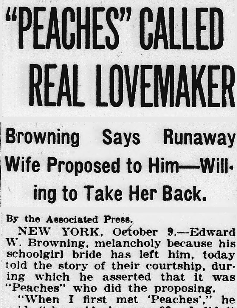 Evening Star, Washington, District Of Columbia: "PEACHES" CALLED REAL LOVEMAKER