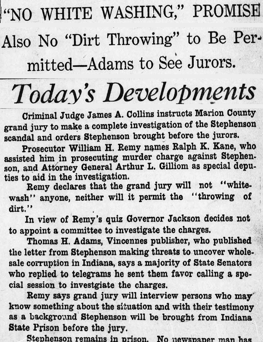 The Indianapolis Times, Indianapolis, Indiana: "NO WHITE WASHING," PROMISE