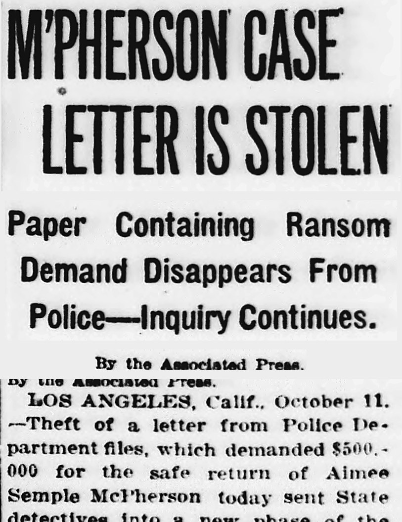 Evening Star, Washington, District Of Columbia: M'PHERSON CASE LETTER IS STOLEN
