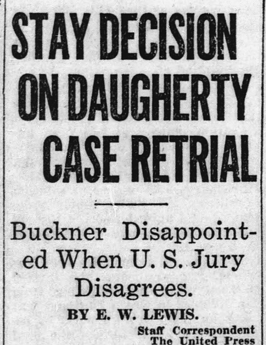 The Milwaukee Leader, Milwaukee, Wisconsin: STAY DECISION ON DAUGHERTY CASE RETRIAL