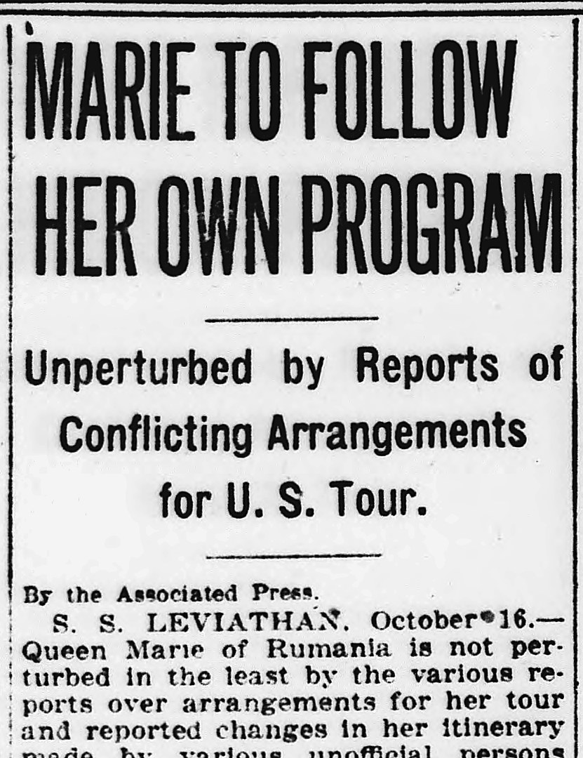 Evening Star, Washington, District Of Columbia: MARIE TO FOLLOW HER OWN PROGRAM