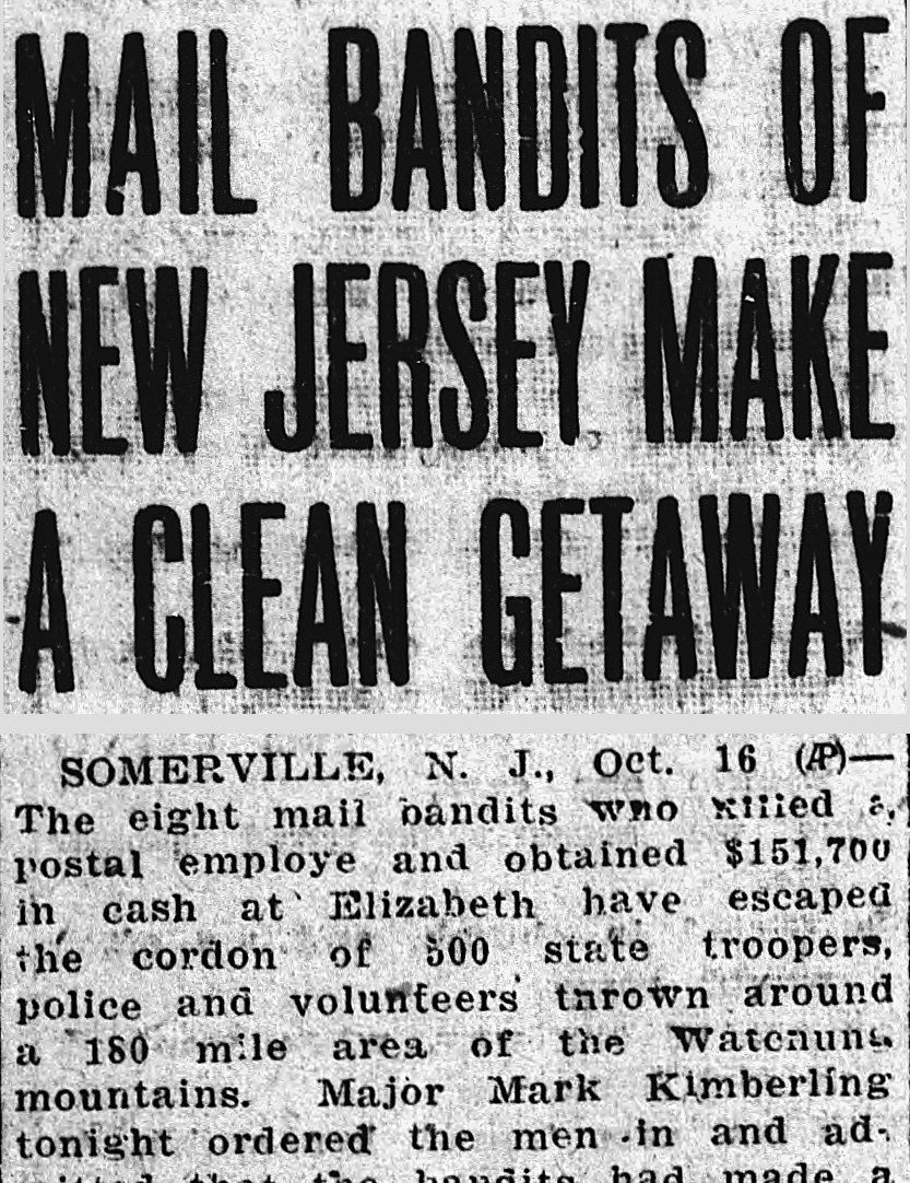 Douglas Daily Dispatch, Douglas, Arizona: MAIL BANDITS OF NEW JERSEY MAKE A CLEAN GETAWAY