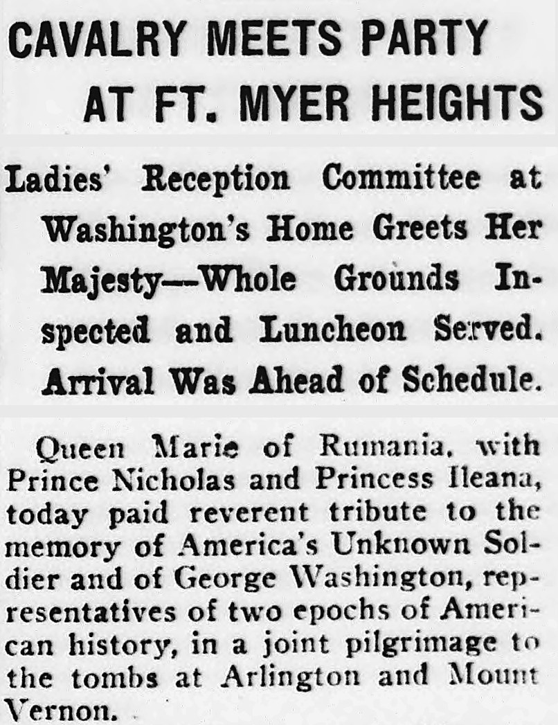 Evening Star, Washington, District Of Columbia: CAVALRY MEETS PARTY AT FT. MYER HEIGHTS
